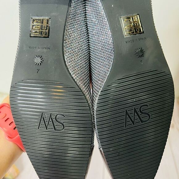 Stuart Weitzman Sleek Flat Gunmetal Silver Pewter Sparkle Glitter Flats NEW! Sz - Picture 6 of 12